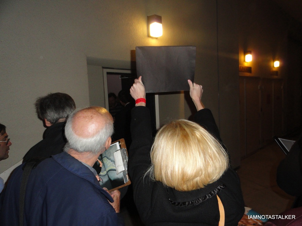 Holding sign